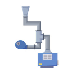 Ventilation pipe vector. Vent, metal air ducts, tube for factories, air conditioners on white background. Ventilation, HVAC system concept