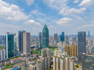 Fototapeta na wymiar Wuhan CBD landmark skyline scenery