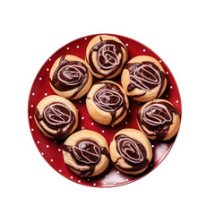 Fototapeta premium Isolated view of cookies with strawberry jam and chocolate icing on a transparent background