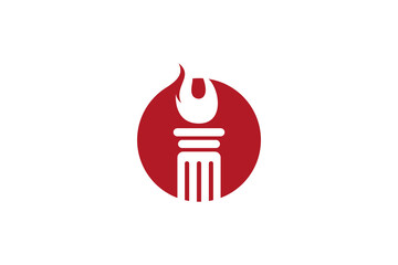Torch logo with pillar shape combination