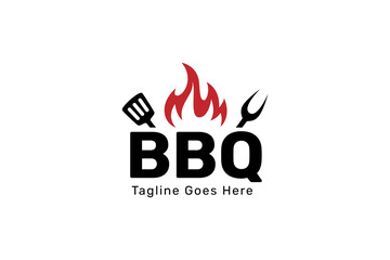 Barbeque logo design with simple flat design