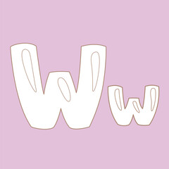 Obraz premium Alphabet W For Vocabulary Reading School Lesson Cartoon Digital Stamp Outline