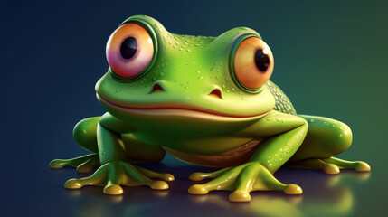 Happy green frog - tropical frog