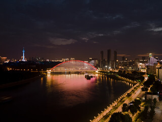 Wuhan Yangtze River and Han River on the four banks of the city landmark skyline scenery