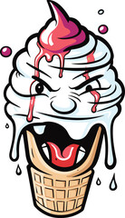 cartoon ice cream vector illustration on isolated background, cartoon ice cream for t-shirt design, sticker and wall art	