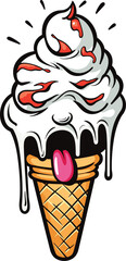 cartoon ice cream vector illustration on isolated background, cartoon ice cream for t-shirt design, sticker and wall art	