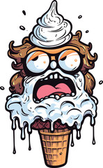 cartoon ice cream vector illustration on isolated background, cartoon ice cream for t-shirt design, sticker and wall art	