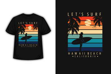 Hawaii Beach Retro Vintage T Shirt Design