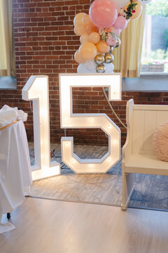 15 sign with lights made for quinceanera 