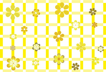 white background and yellow lines with flowers