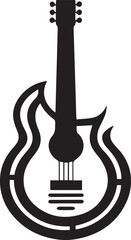 line art vector of a guitar for logo, t-shirt design, sticker, tattoo and wall art
