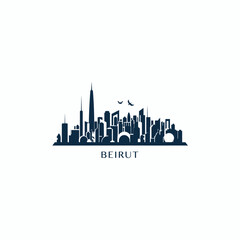 Lebanon Beirut cityscape skyline city panorama vector flat modern logo icon. Levant region emblem idea with landmarks and building silhouettes, isolated graphic  - obrazy, fototapety, plakaty