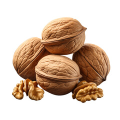 Group of wallnuts isolated on transparent background walnuts and nutcracker  png file