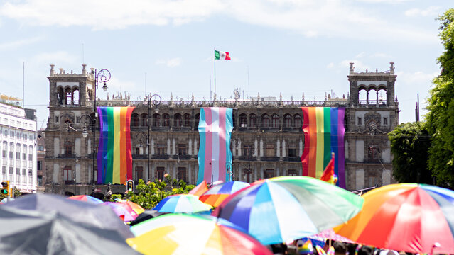 The Old City Hall Palace, Decorated With Flags Of The LGBT+