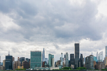 Rain clouds over New York City skyline