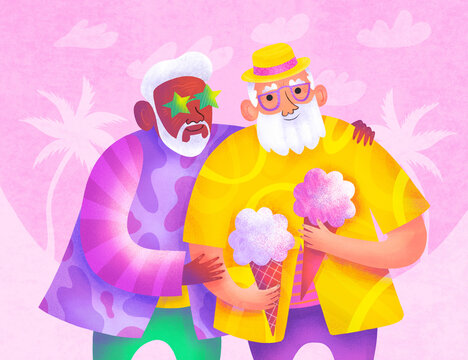Two elder men enjoy their retirement