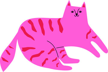 Obraz na płótnie Canvas 大人可愛いシュールな顔立ちのトラネコ、シンプル＆カラフルな猫