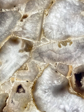 Glowing White And Gray Agate Slices