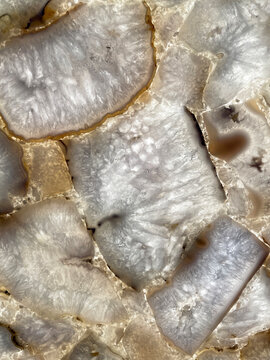 Backlit White and Silver Agate Slices