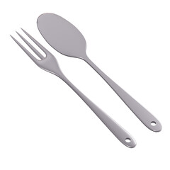 3D Isolated Fork Spoon Kitchen Set
