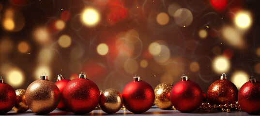 Obraz na płótnie Canvas Sparkling Christmas Baubles with Festive Bokeh Lights Background. Christmas concept