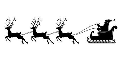santa claus sleigh with reindeer