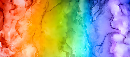 Rainbow Splashes and Brushes Texture on Creative Aquarelle Art Paper Hand-Drawn Watercolor Banner Background 