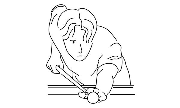 recommend clip art: line art of young man playing pool billiards