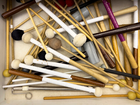 High School music classroom with drumsticks 