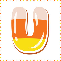 Halloween English Alphabet letter U cute candy theme drawing