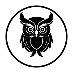 Owl monochrome logo vector black color isolated on white 