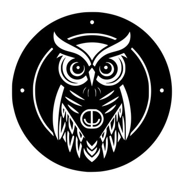 Owl monochrome logo vector black color isolated on white 