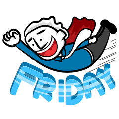 Happy weekend business man cartoon 