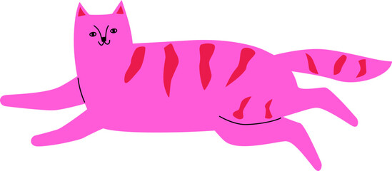 大人可愛いシュールな顔立ちのトラネコ、シンプル＆カラフルな猫