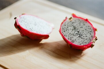 close up of dragon fruit in sunlight