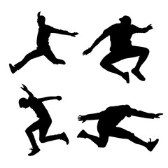 silhouettes of jumping people