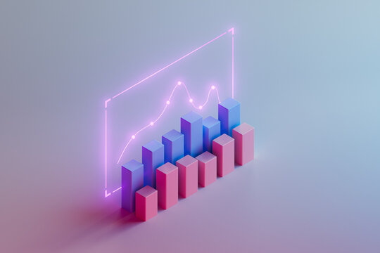Financial Success: Pink Background with Market Chart, Investment