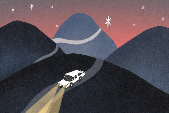 Mountain road at night