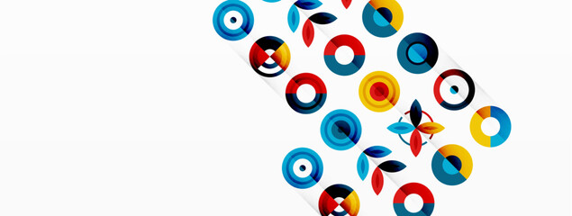 Colorful circles in a grid composition abstract background. Design for wallpaper, banner, background, landing page, wall art, invitation, prints, posters