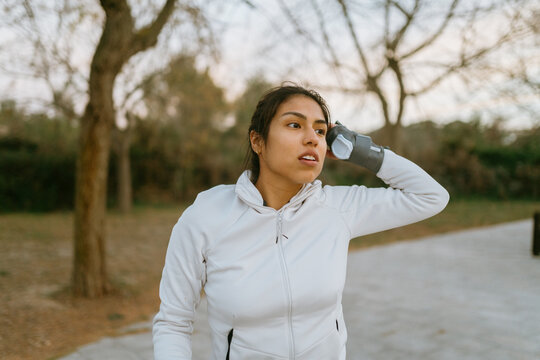 Roller blading portrait in park