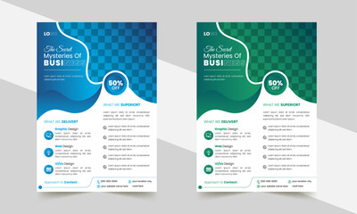 Corporate creative colorful business flyer template design set, abstract business flyer, vector template design or business poster template design, unique minimal illustration.