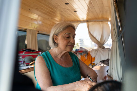 Retired woman on holidays