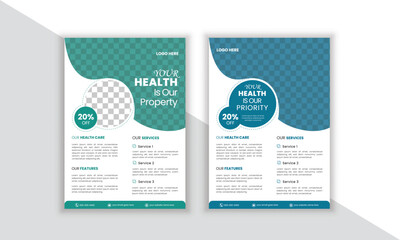 Simple & Minimal Medical Flyer Design Template. Promote Your Medical Services., Editable Flyer or Poster Template.