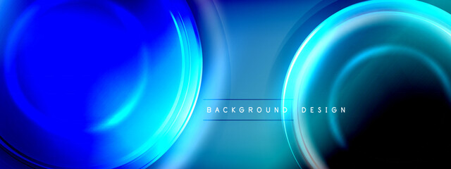 Circles lines and bubbles on bright glowing effect gradient with light and shadow effects. Dynamic interplay of light, shadow and depth. Futuristic and rhythmic technology design