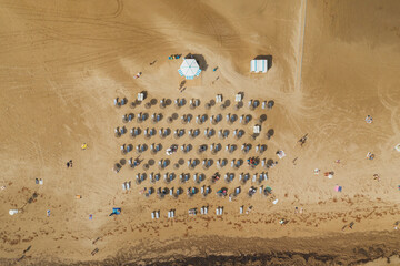 Umbrellas on the beach on a summer's day
