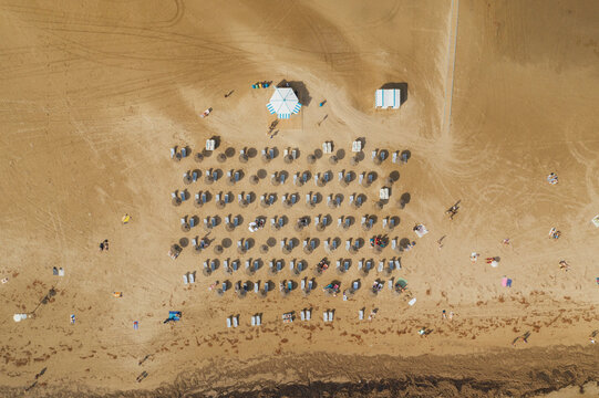 Umbrellas on the beach on a summer's day