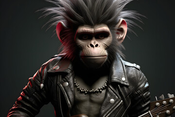 Punk style monkey Made with Generative AI