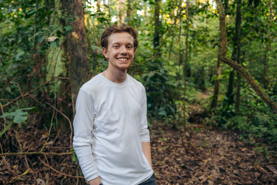 Young man in the jungle