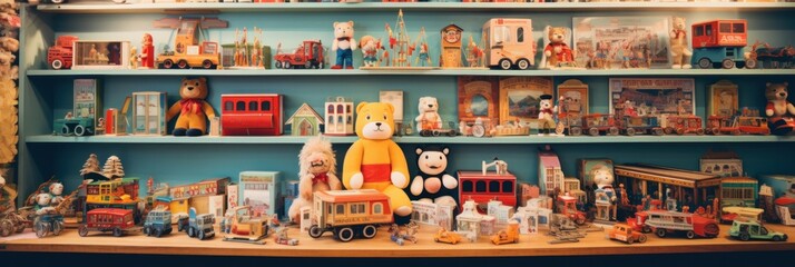 illustration of vintage toys, generative AI