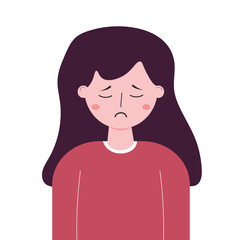 a girl sad for icon, poster design illustration